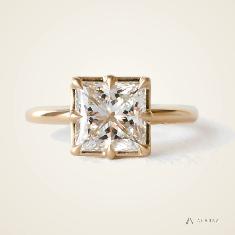 Hannelore Princess Solitaire, princess solitaire lab-grown diamond engagement ring