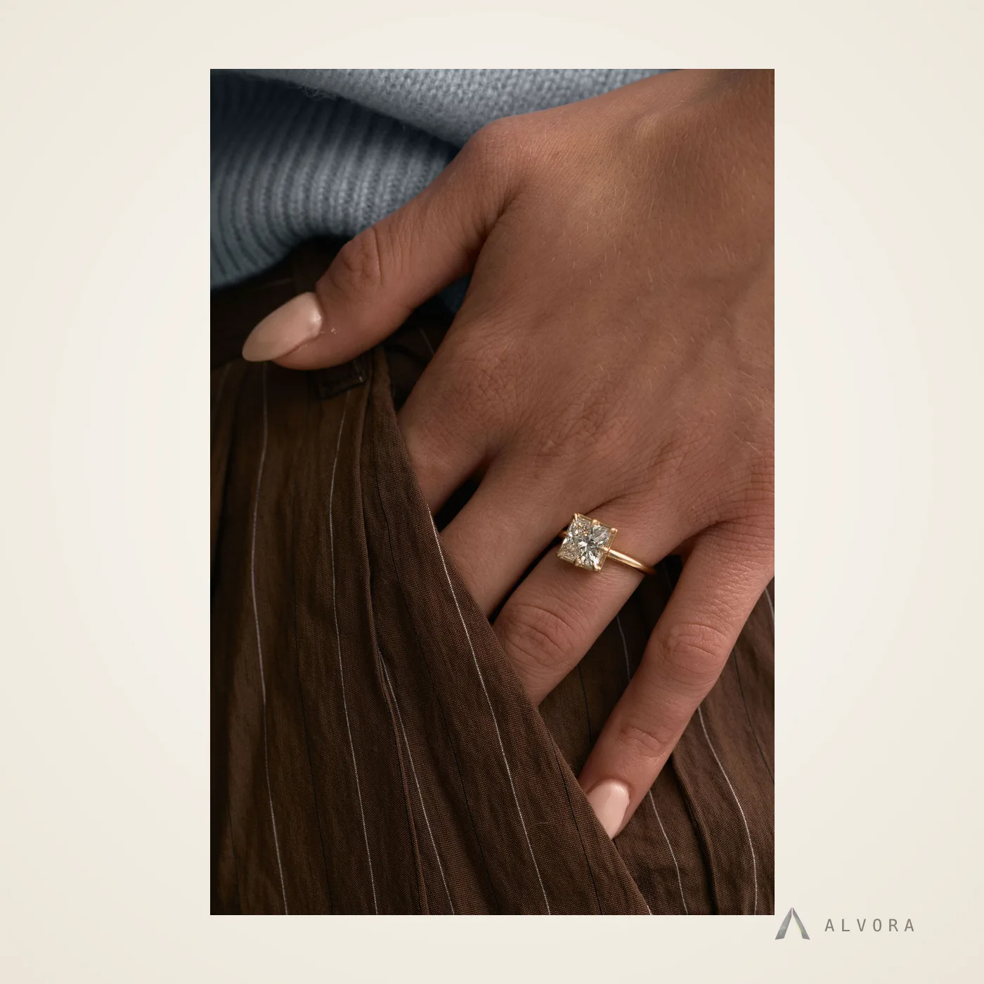 Hannelore Princess Solitaire, princess solitaire lab-grown diamond engagement ring