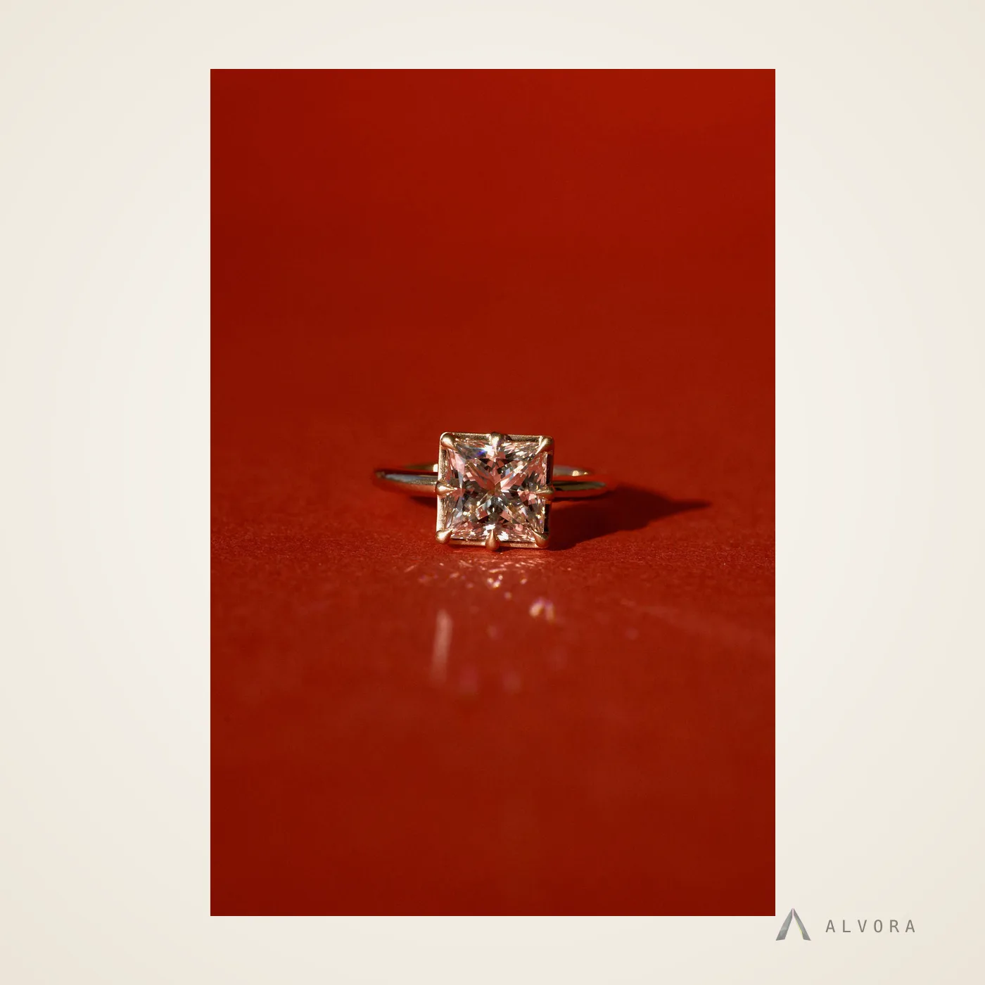 Hannelore Princess Solitaire, princess solitaire lab-grown diamond engagement ring