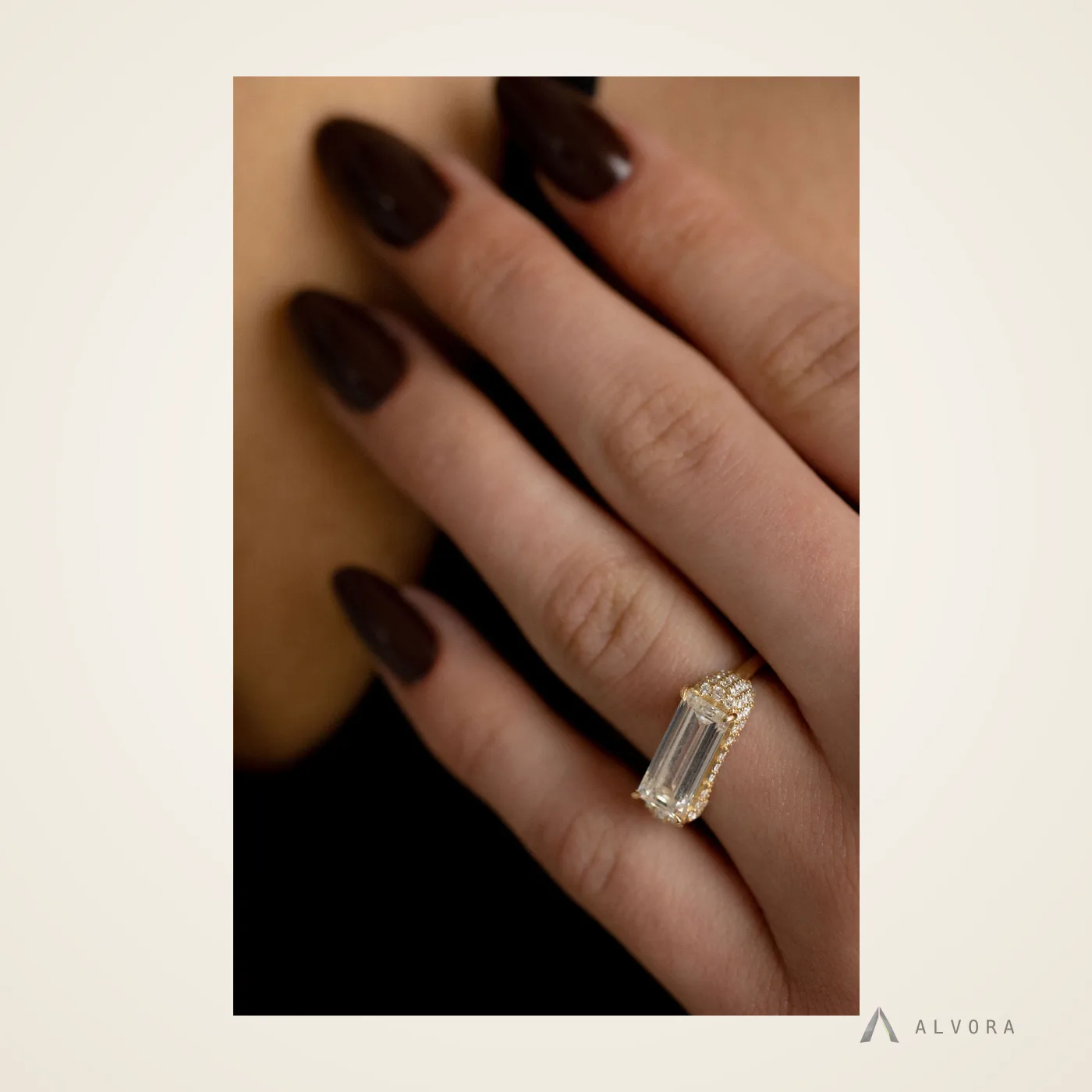 Valentina Baguette Solitaire, baguette solitaire lab-grown diamond engagement ring