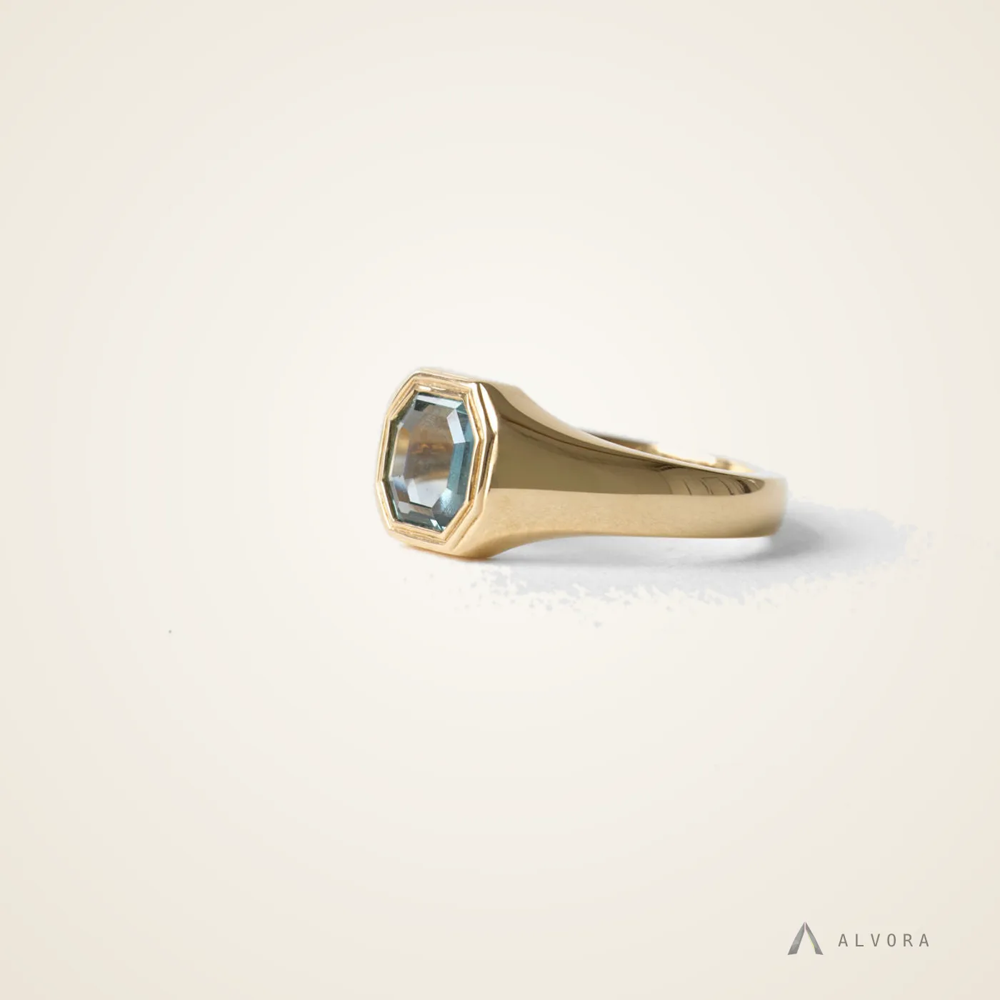 Violetta Blue Signet, signet lab-grown diamond ring