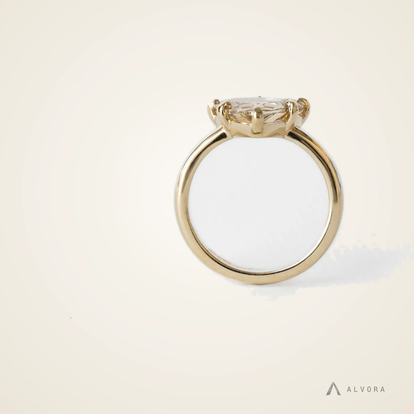 Yasmina Champagne Trillion Solitaire, trillion solitaire lab-grown diamond engagement ring