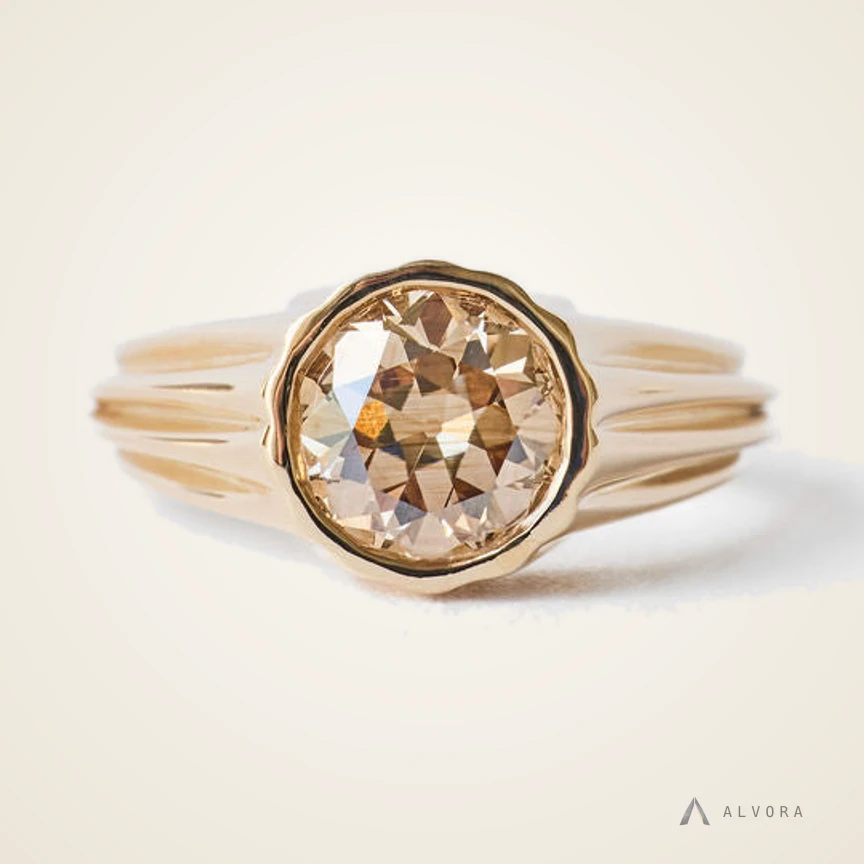 Zabel Champagne Solitaire, solitaire lab-grown diamond engagement ring