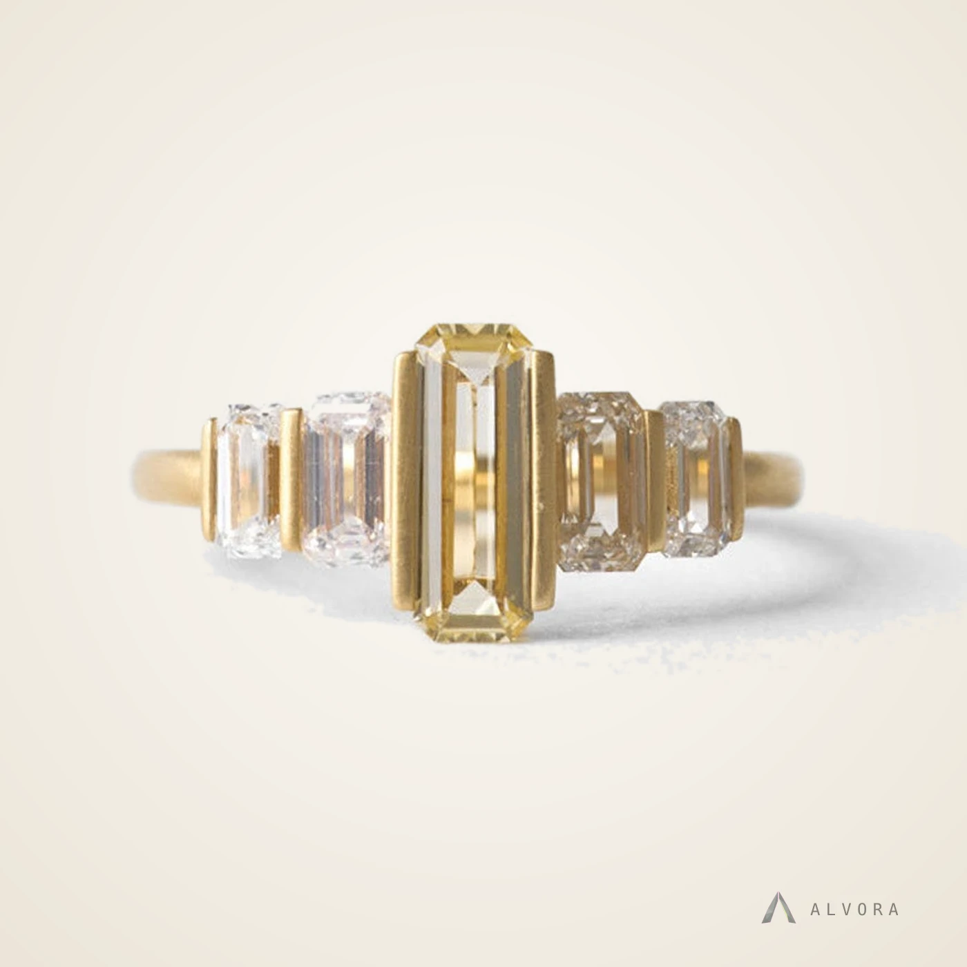 Zephyrine Blue Five Stone, five stone lab-grown diamond engagement ring