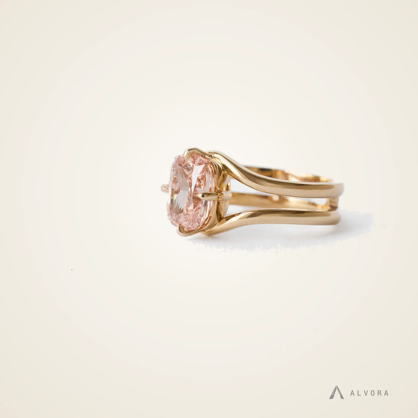 Fortuna Champagne Solitaire, solitaire lab-grown diamond engagement ring