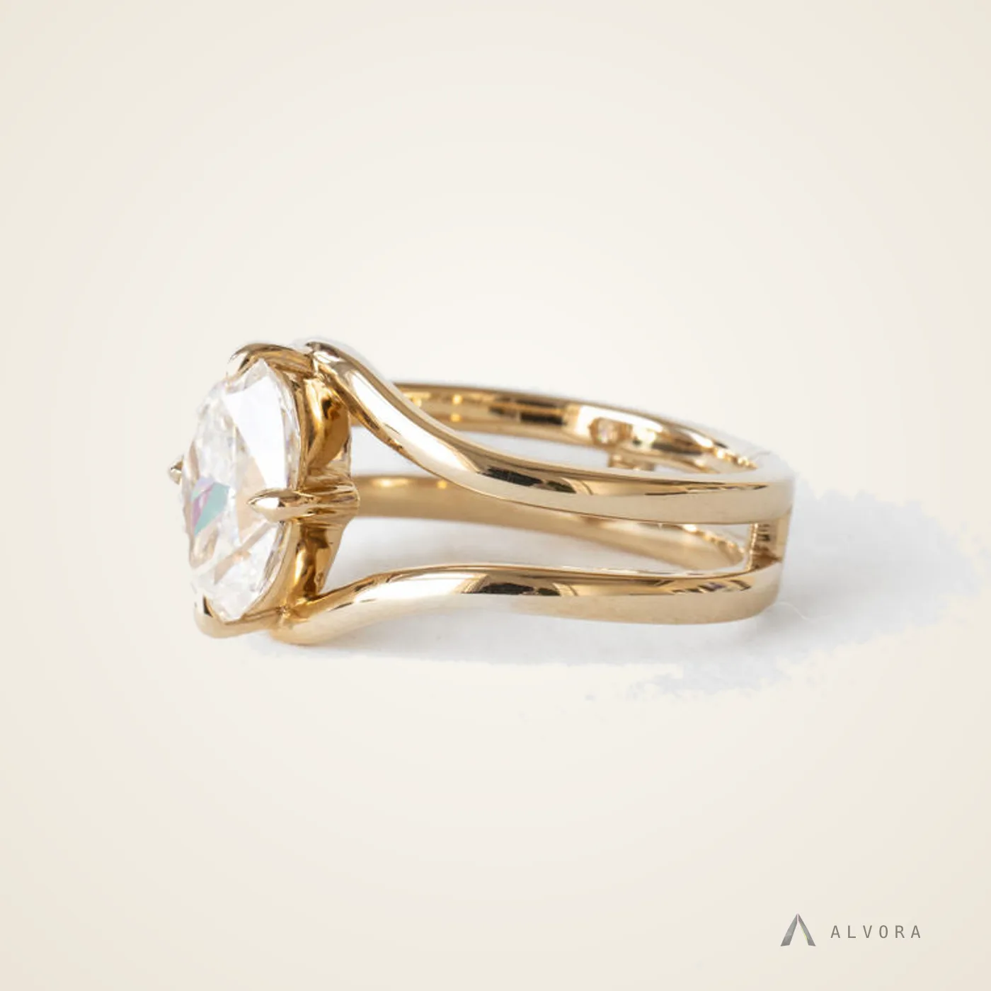 Fortuna Oval Solitaire, oval solitaire lab-grown diamond engagement ring