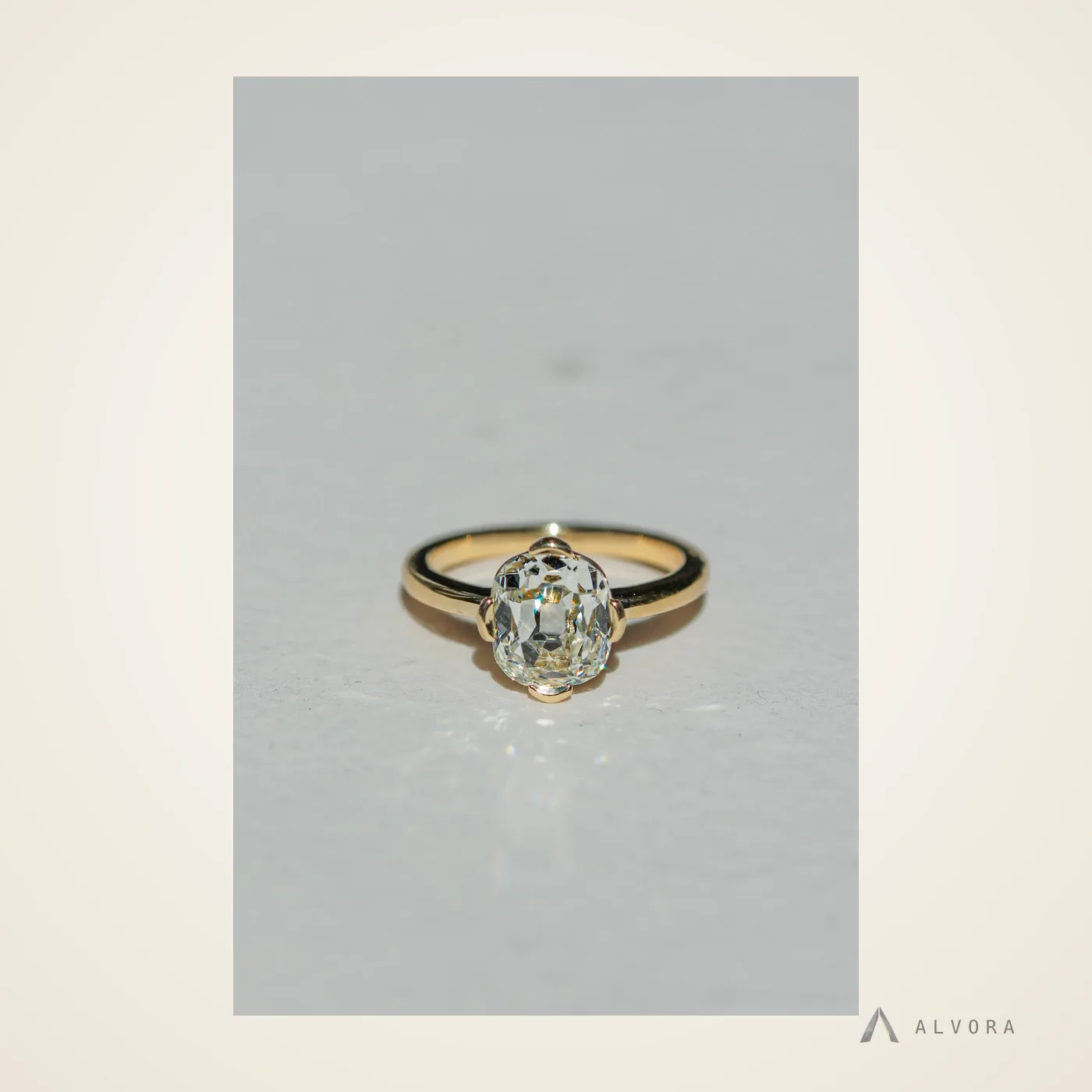 Georgina Old Mine Solitaire, old mine solitaire lab-grown diamond engagement ring