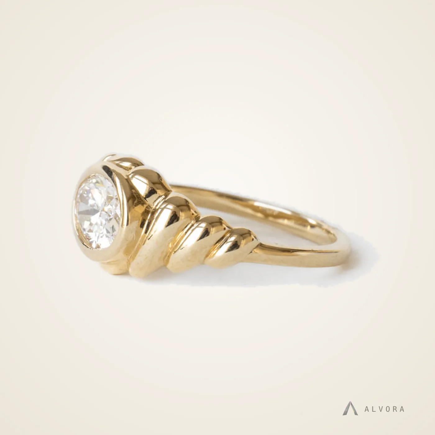 Henrietta Oval Bezel, oval bezel lab-grown diamond engagement ring