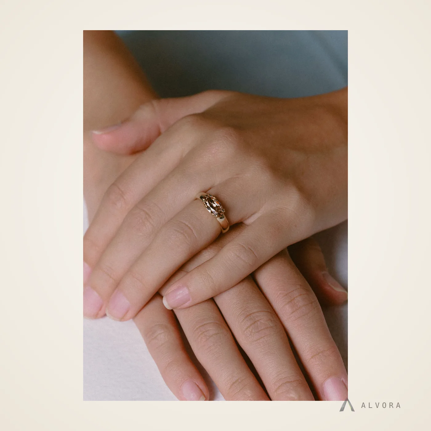 Janina East-West, east-west lab-grown diamond engagement ring