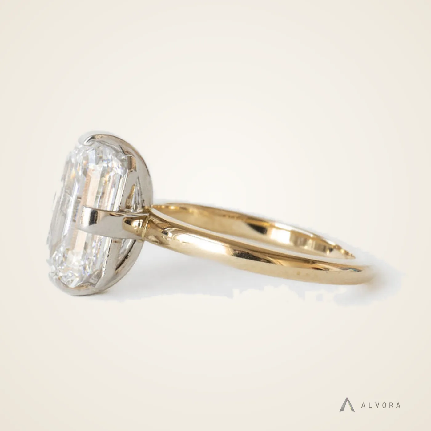 Klementine Emerald Solitaire, emerald solitaire lab-grown diamond engagement ring